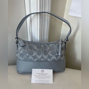 Coach Gray Signature Mini Shoulder Bag like new